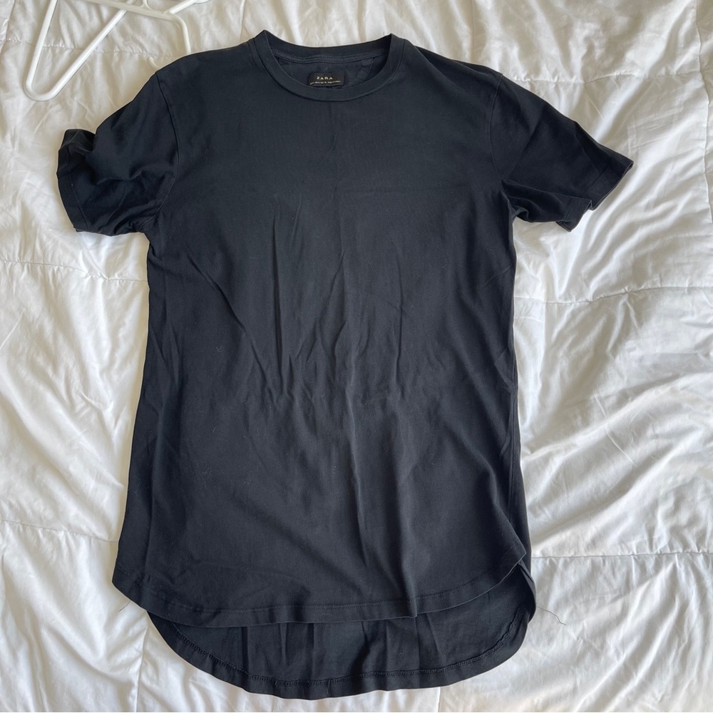 Long Black Crew Neck T-Shirt